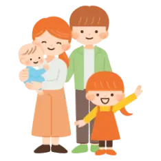 家族で笑顔になっている様子