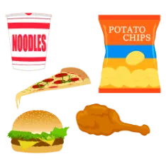 カップ麺やハンバーガー